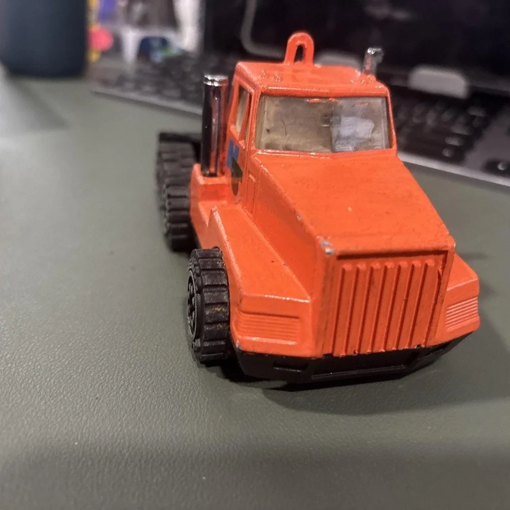 Vintage 1989 Remco Toys Semi Truck Cab Orange 6-Wheel Die-Cast Made in China